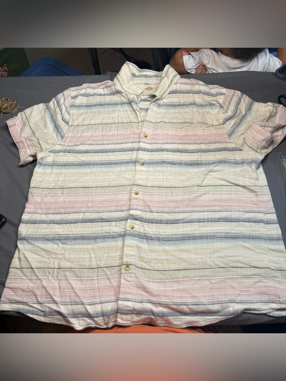 Marine Layer Pastel Striped Button-Down Shirt - Blue, Pink, Cream